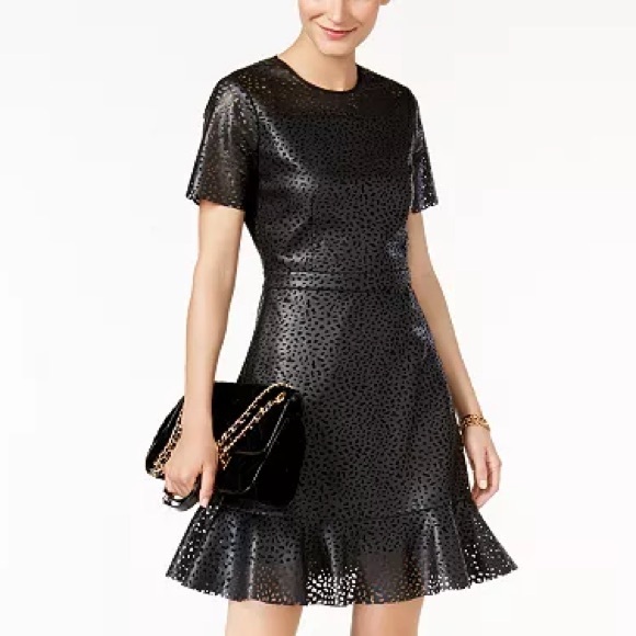 NWOT MICHAEL MICHAEL KORS || black
Faux-Leather Fit & Flare Dress size 8 - Picture 1 of 8